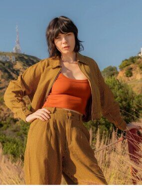 NWOT Big Bud Press Checker Ricky Jacket Yellow Black Size XXS Unisex